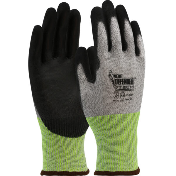 Boss 1PU7001 Seamless Knit Polykor Blended Glove with
  Polyurethane Coated Flat Grip on Palm & Fingers - Touchscreen Compatible
  ANSI A4 Cut Resistance [1 pair]