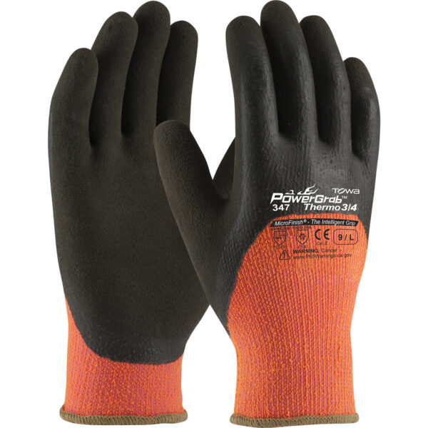 Towa 41-1475 Hi-Vis
  Seamless Knit Acrylic Terry Glove with Latex MicroFinish Grip on Palm,
  Fingers & Knuckles ANSI A2 Cut Resistance [1 dozen]