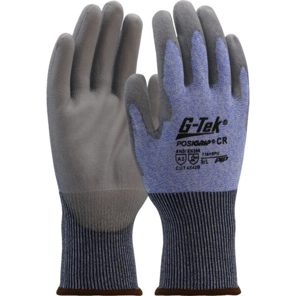 G-Tek 718HSPU Seamless
  Knit Polykor Blended Glove with Polyurethane Coated Flat Grip on Palm &
  Fingers ANSI A2 Cut Resistance [1 dozen]