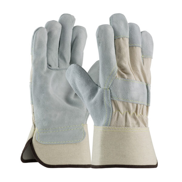 PIP 80-8800 Heavy Premium
  Split Cowhide Leather Palm Glove with Canvas Back and Aramid Stitching -
  Rubberized Safety Cuff [1 dozen]