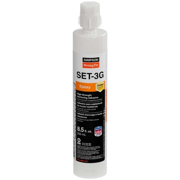 [Pack of 12] Simpson Strong-Tie SET3G10  8.5-oz. High-Strength Epoxy Adhesive w/ 1 Nozzle and Extension